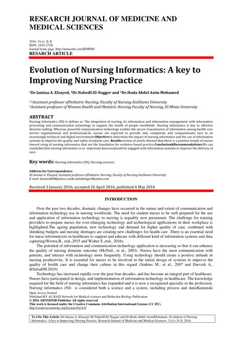 what is nursing informatics scholarly articles