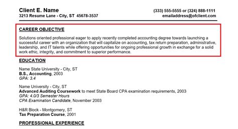 what is objective means in cv