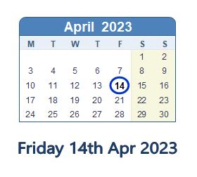 what is on 14th april 2023