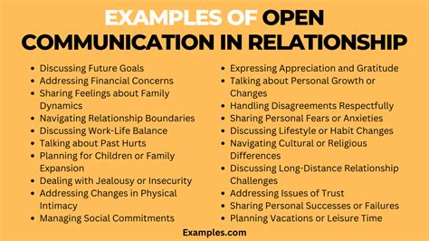 what is open communication in a relationship examples