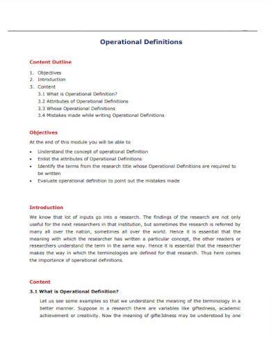 what is operational definition in research example pdf