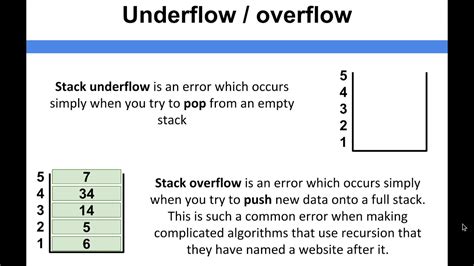what is overflow and underflow in data structure