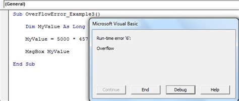 what is overflow error in vba