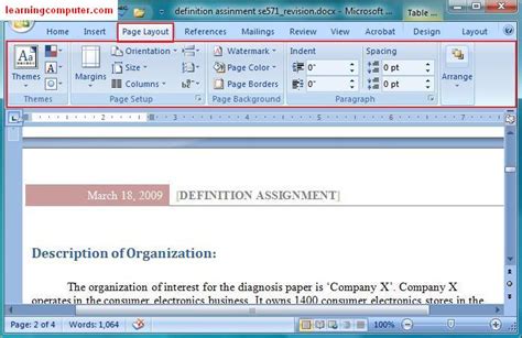 what is page layout in ms word