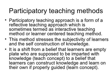 what is participatory method of teaching