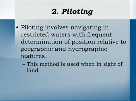 What Is Piloting In Navigation