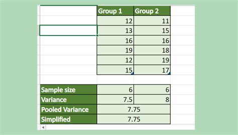 what is pooled variance in excel