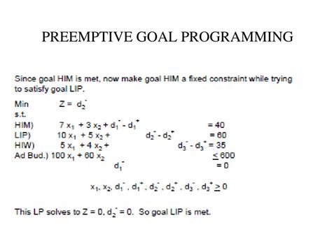 what is preemptive goal programming