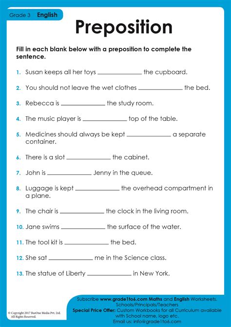 what is preposition in grammar exercises