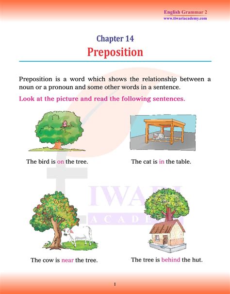 what is preposition with example for class 2