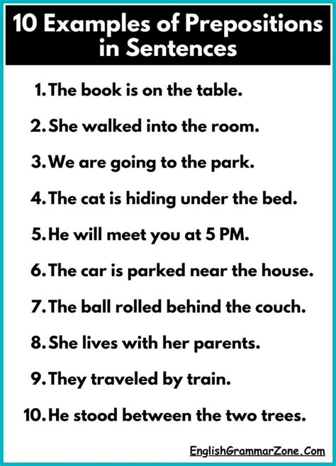 what is preposition write 10 examples
