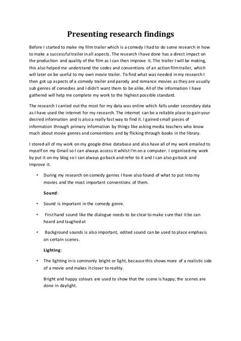 what is presentation of findings in a research