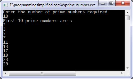 what is prime number in c language