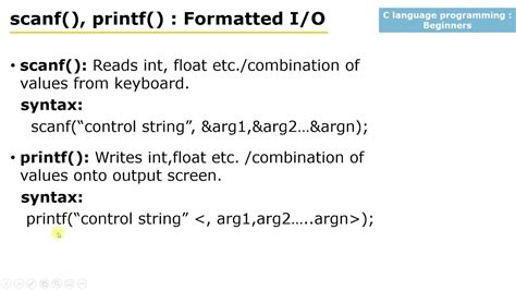 what is printf and scanf in c