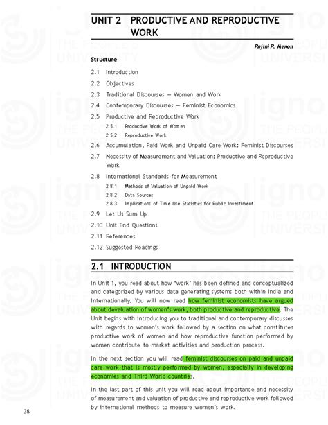 what is productive and reproductive work explain with examples ignou