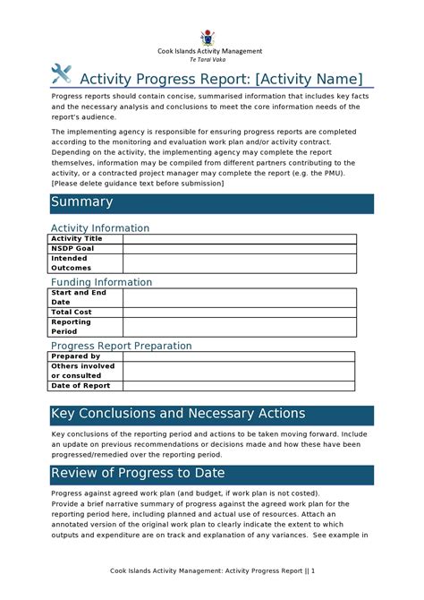 what is progress report and example