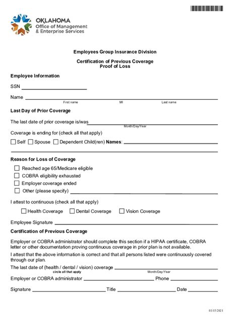 what is proof of coverage form