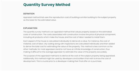 what is quantity survey method in real estate