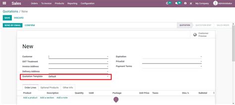 what is quotation template in odoo