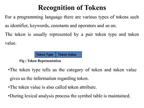 what is recognition of tokens in compiler design