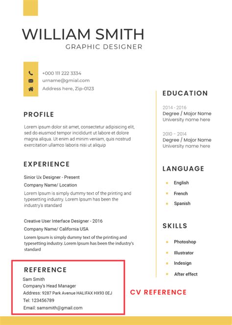 what is reference in cv writing