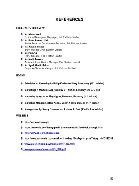what is reference in internship report