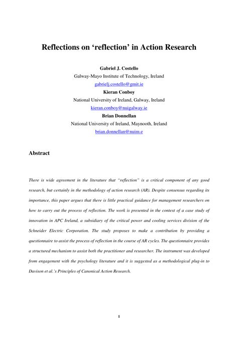 what is reflection in action research