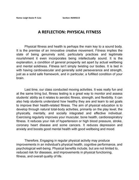 What Is Reflection In Physical Education