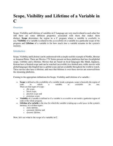 what is scope and lifetime of a variable in c