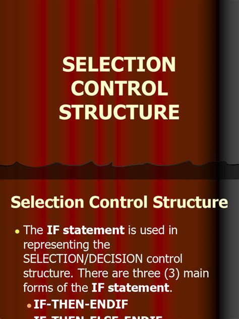 what is selection control structure in programming