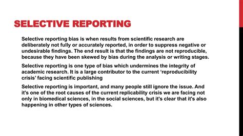 what is selective reporting and misrepresentation of data in research