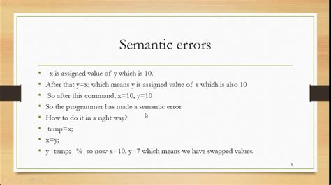 what is semantic error example