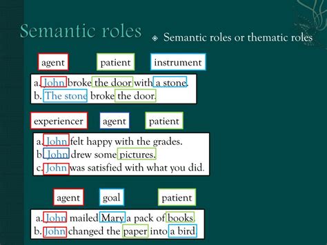 what is semantic roles with examples