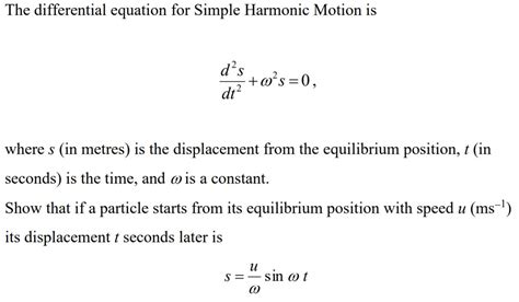 what is simple harmonic motion write its differential equation and solution