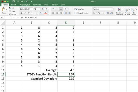 what is standard deviation in excel mean