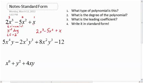 what is standard form for polynomials with multiple variables
