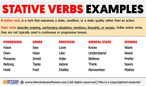 what is stative verb with examples
