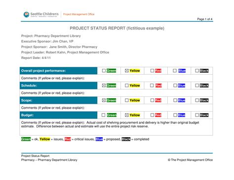 what is status report with example