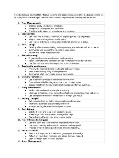 what is study skills pdf notes