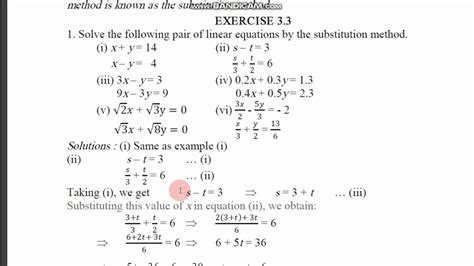 what is substitution method in class 10