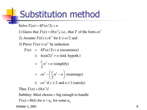 what is substitution method in data structure
