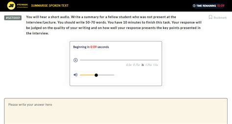 what is summarize spoken text in pte