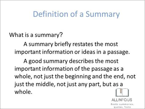 what is summary meaning and example