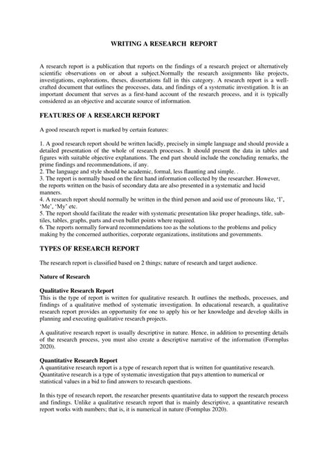 what is summary report in research methodology