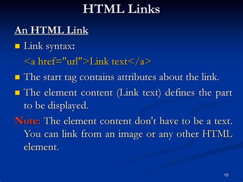 what is syntax of html link