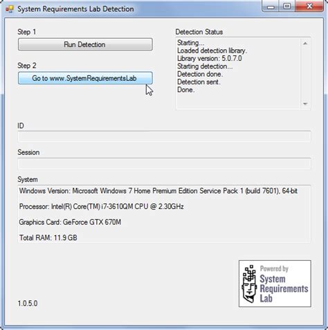 what is system requirements lab detection