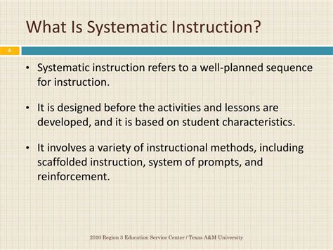 what is systematic instruction example