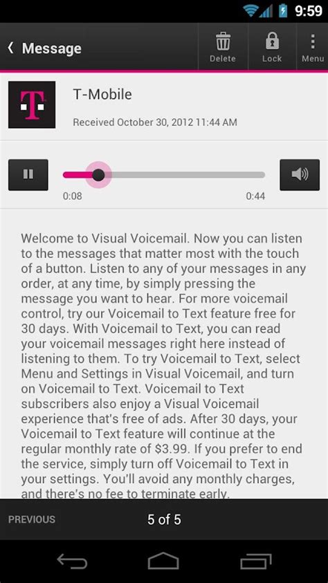 what is t mobile visual voicemail