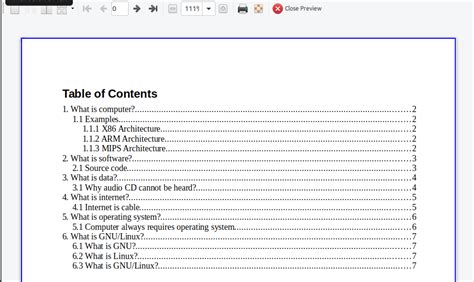 What Is Table Of Contents In Computer