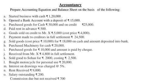what is the basic accounting equation class 11 questions
